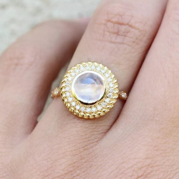 🔥 14K Gold Plated CZ Clear Opal Diamond Ring for Women, FB16FA1129 - Picture 8 of 10